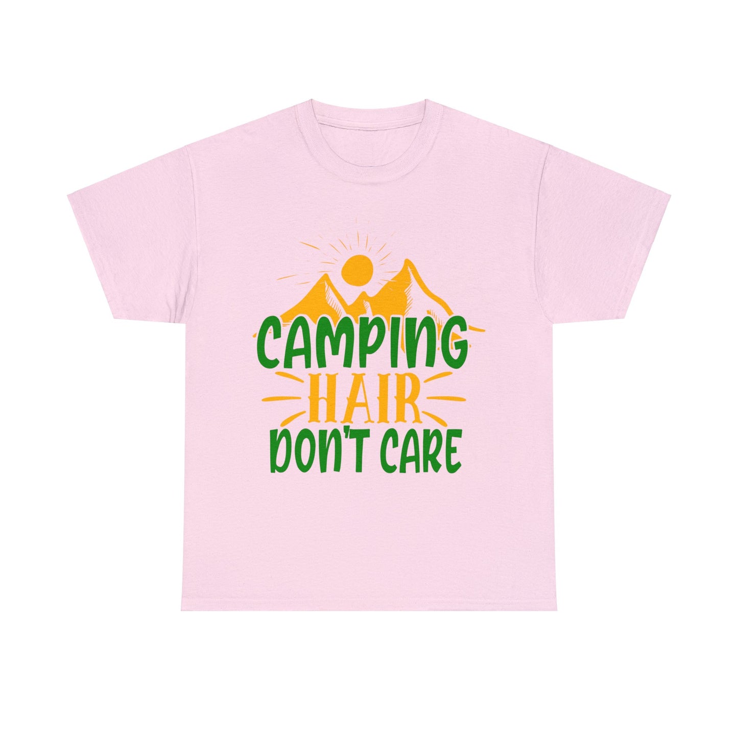 Camping Hair Don't Care T-Shirt: Outdoors in Style with this Fun Camping Tee!