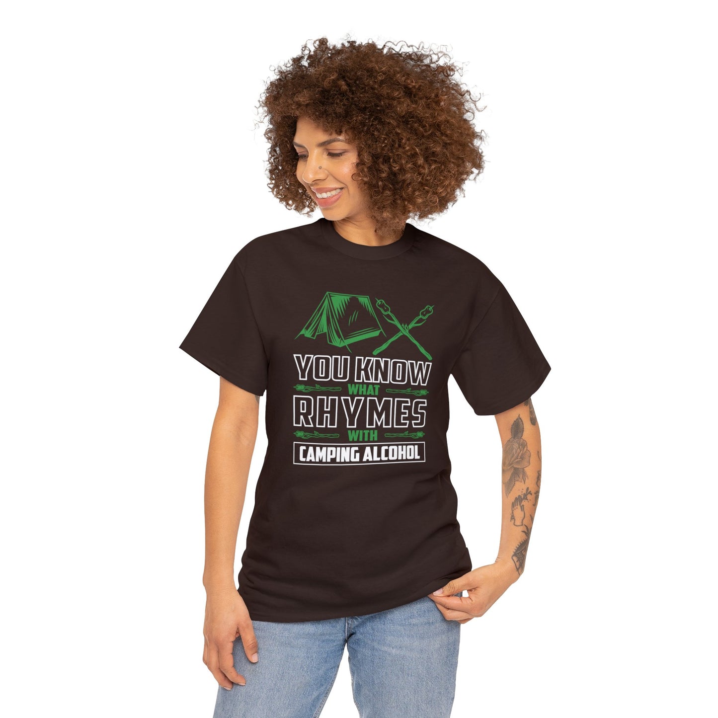 Discover What Rhymes With Camping Alcohol - Fun Outdoor Adventure T-shirt