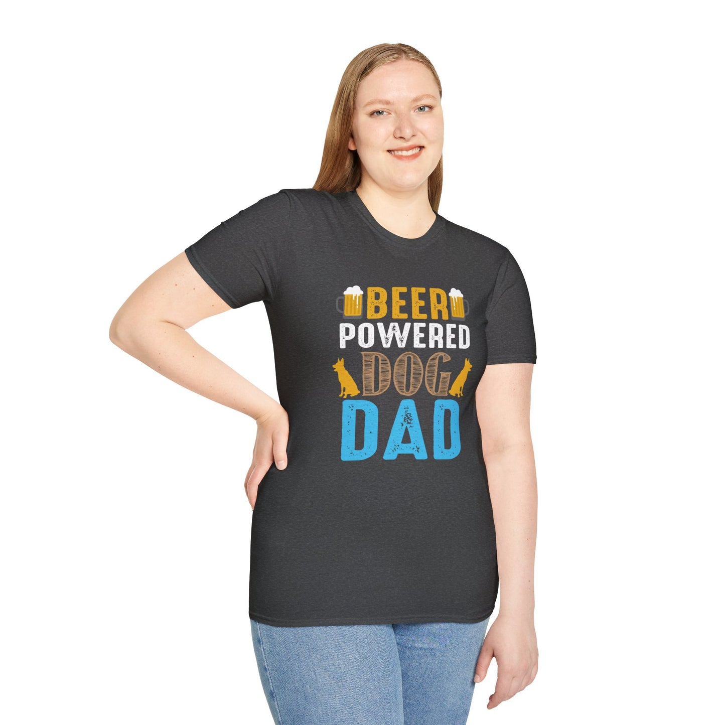 BEER POWERED DOG DAD Tee: Stylish and Comfortable Shirt for Pet-loving Fathers!