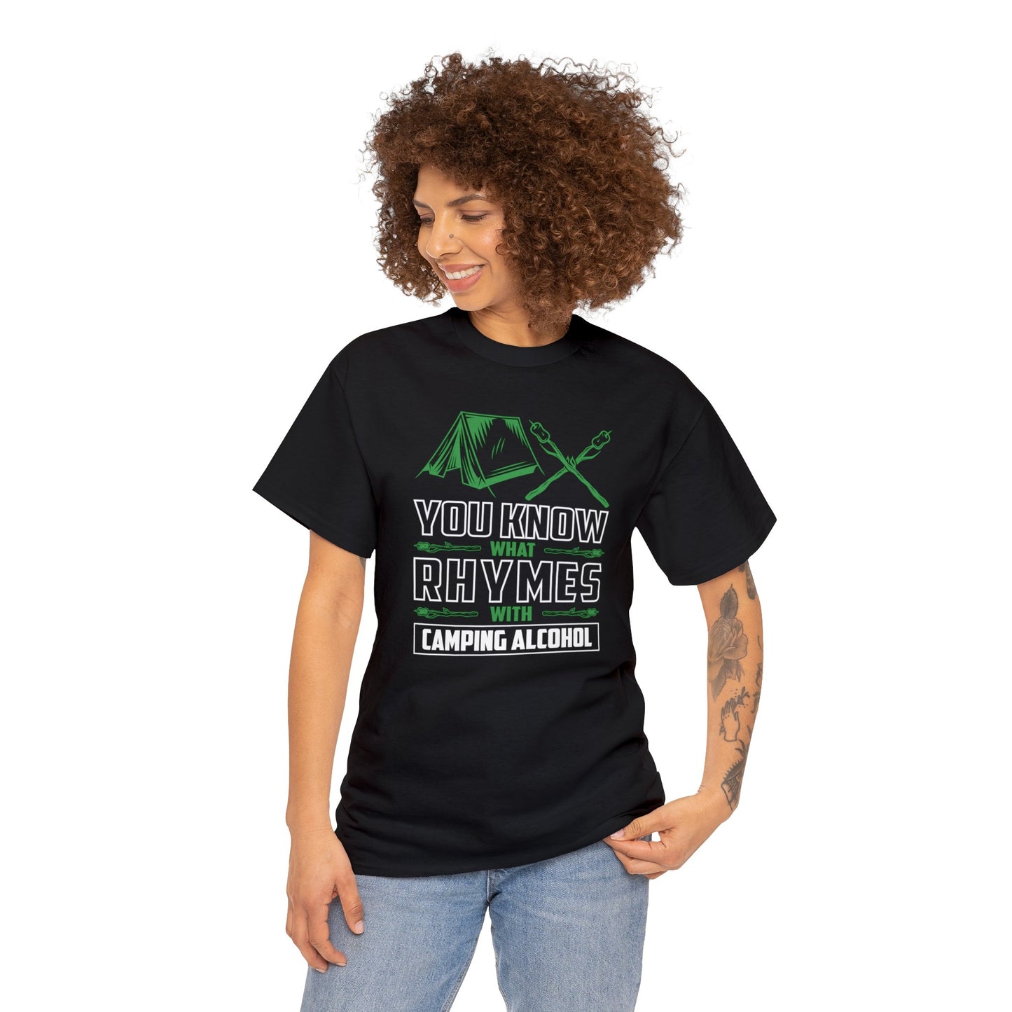 Discover What Rhymes With Camping Alcohol - Fun Outdoor Adventure T-shirt