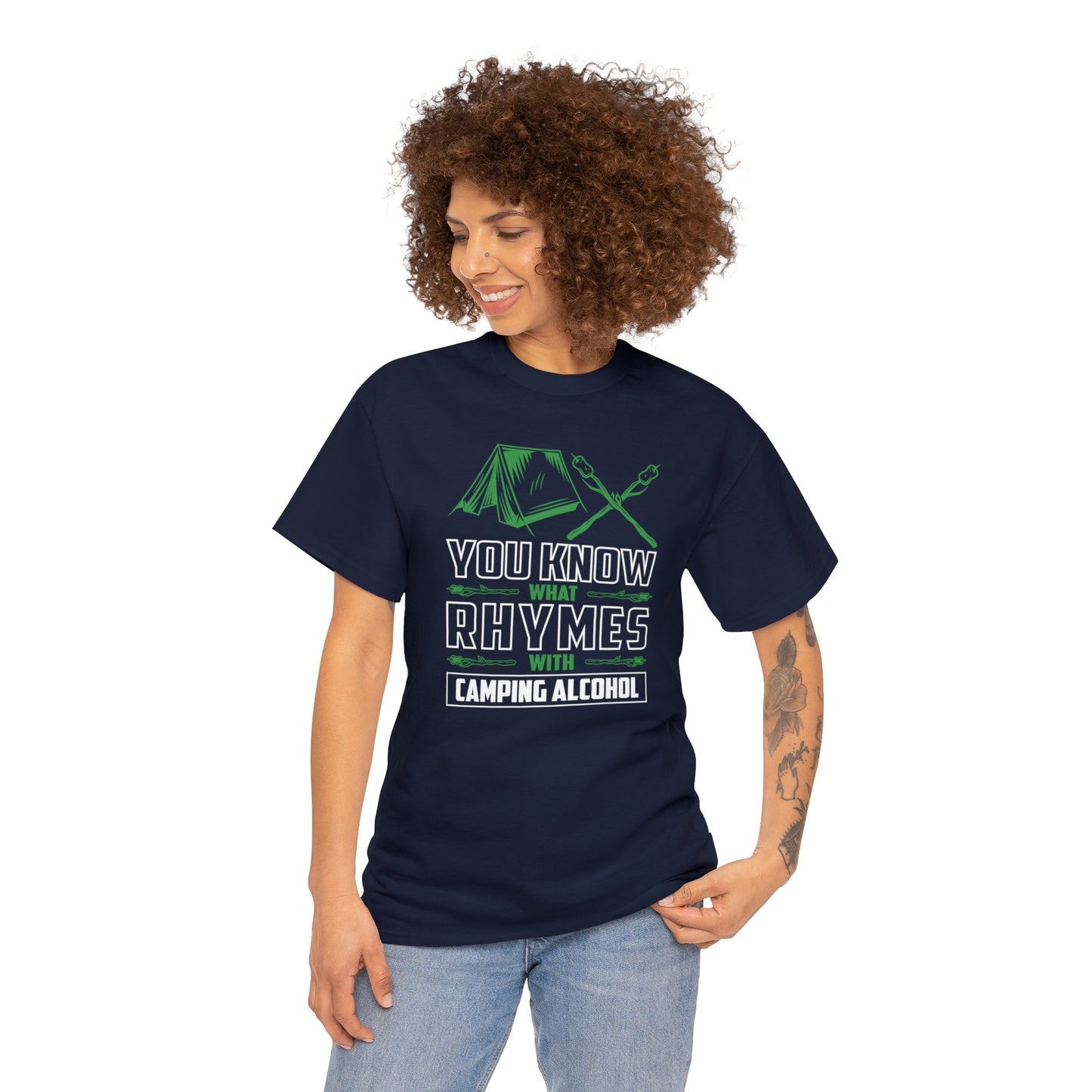 Discover What Rhymes With Camping Alcohol - Fun Outdoor Adventure T-shirt