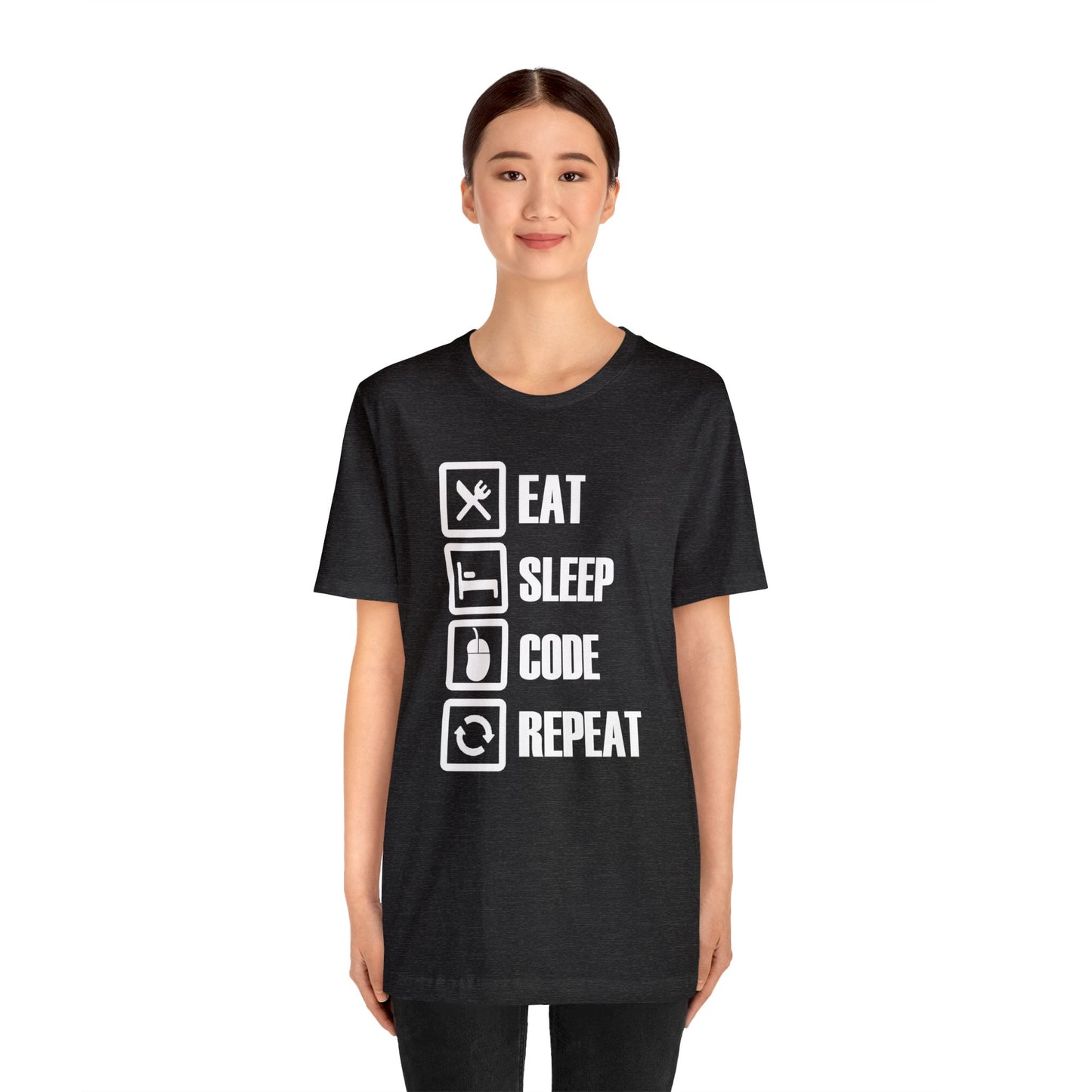 Elevate Your Style with our 'Eat Sleep Code Repeat' T-Shirt