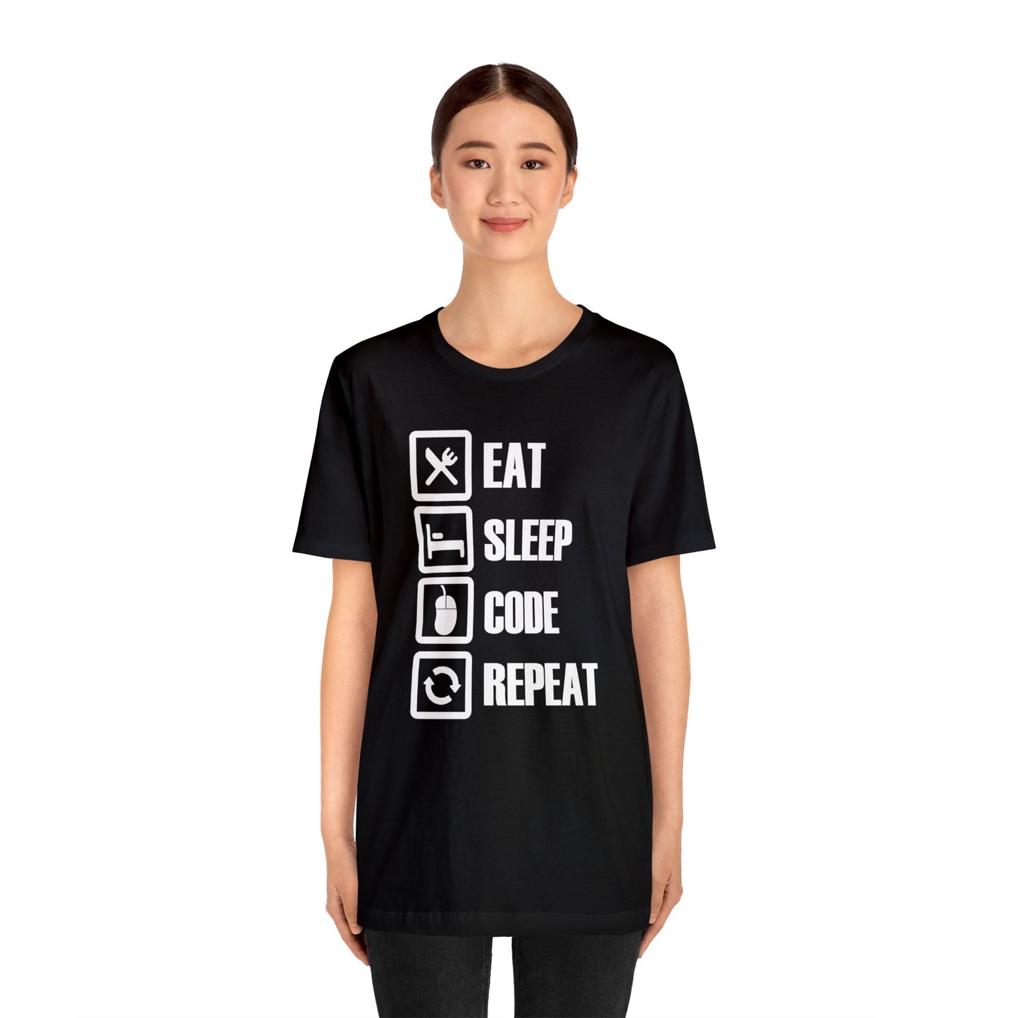 Elevate Your Style with our 'Eat Sleep Code Repeat' T-Shirt