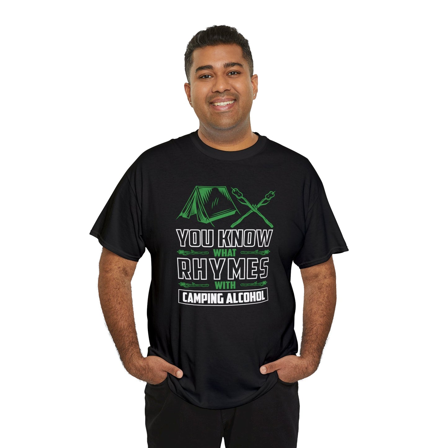 Discover What Rhymes With Camping Alcohol - Fun Outdoor Adventure T-shirt