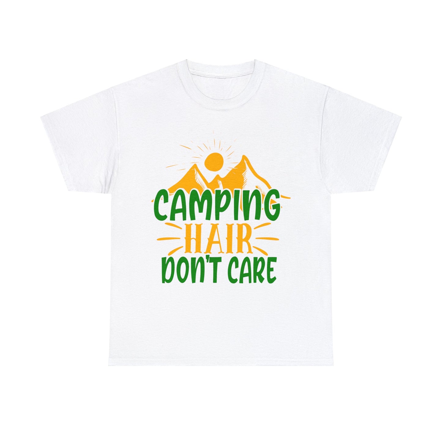 Camping Hair Don't Care T-Shirt: Outdoors in Style with this Fun Camping Tee!