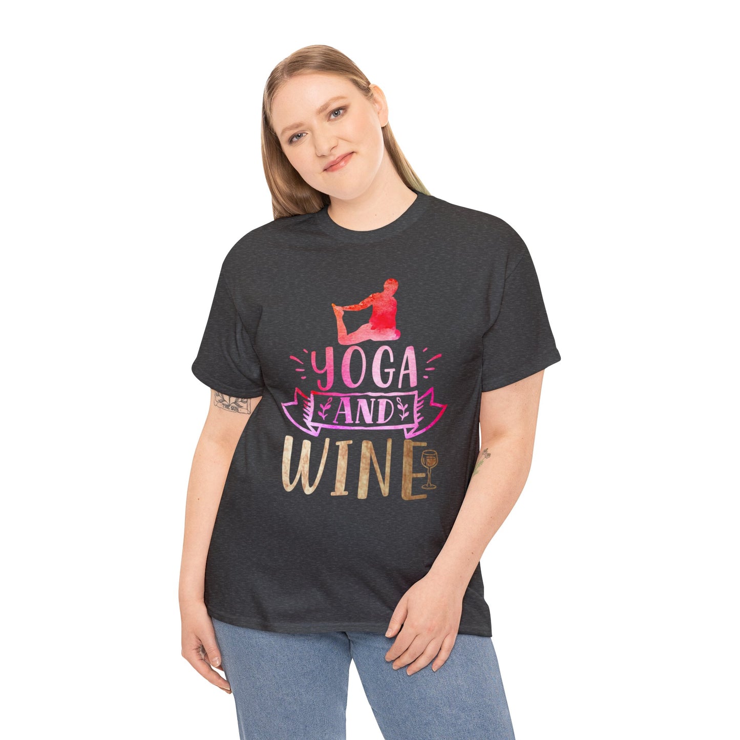 Yoga and Wine T-Shirts for Ultimate Relaxation and Style - Unisex Heavy Cotton Tee