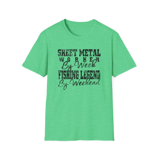 Unleash Your Dual Identity with Our Sheet Metal Worker by Week, Fishing Legend by Weekend T-Shirt