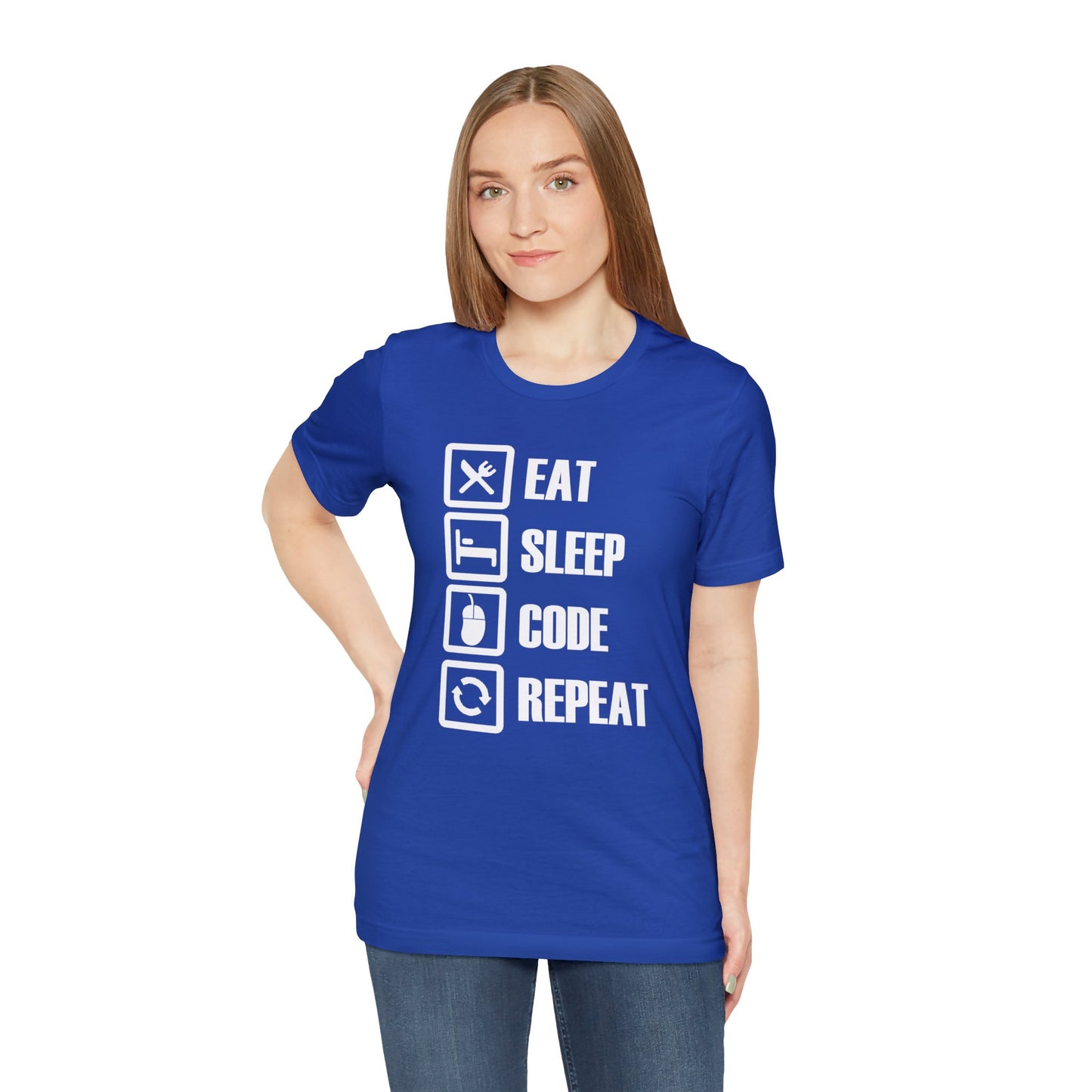 Elevate Your Style with our 'Eat Sleep Code Repeat' T-Shirt