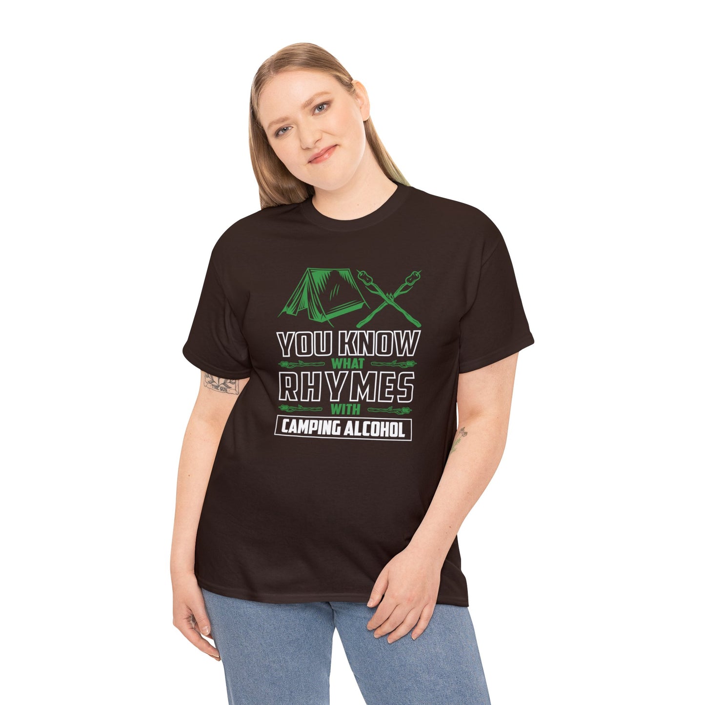 Discover What Rhymes With Camping Alcohol - Fun Outdoor Adventure T-shirt